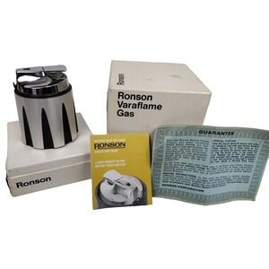 Ronson 1950's? Butane Lighter Fine TableDesk Varaflame MCM Art Deco MK2 Untested